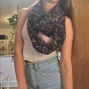 Gray cheetah print lightweight circle scarf